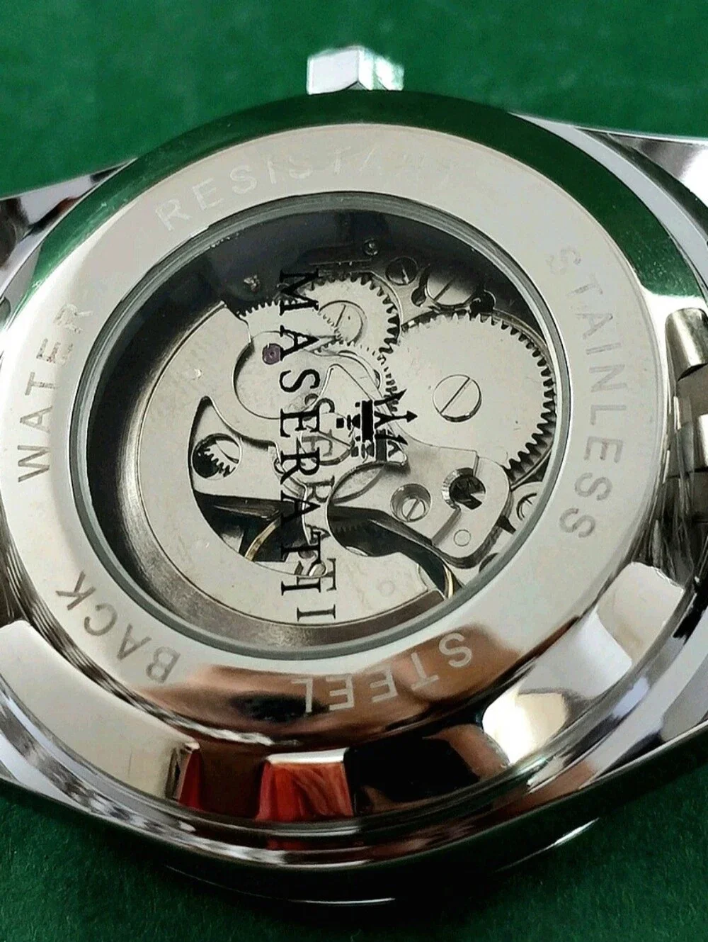 Maserati Skeleton Dial Stainless Steel Watch - Turquoise Accents Refurbished